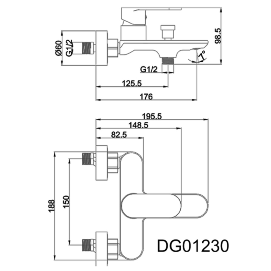 Змішувач для ванни, латунь хром AIM DG01230 chrome - фото 5