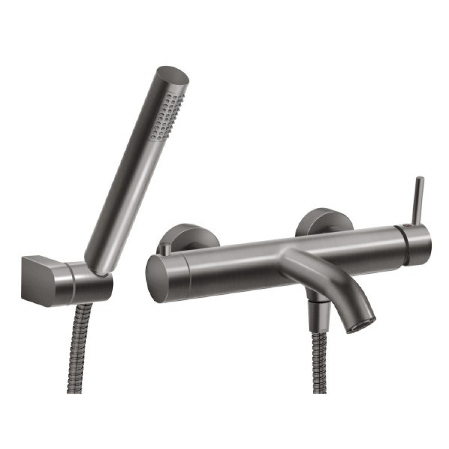 Змішувач FERRO CIRICULUS для ванни з душовим комплектом, gun metal (BCK11GM) - фото 1