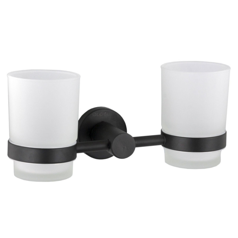 Стакан двойной Globus Lux BS8428 черный матовый SUS304 - фото 1