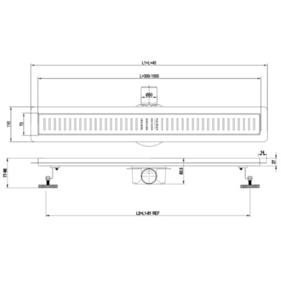 Трап 06 INOX SS304L Double Lock 800*70 ASG