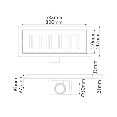 Трап 21 INOX SS304L Hydro 300*110 ASG