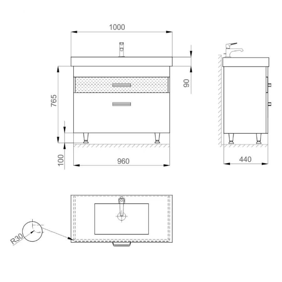 Тумба SANWERK SIERRA 80 белая с умывальником ПРИНЦ 2F - фото 6