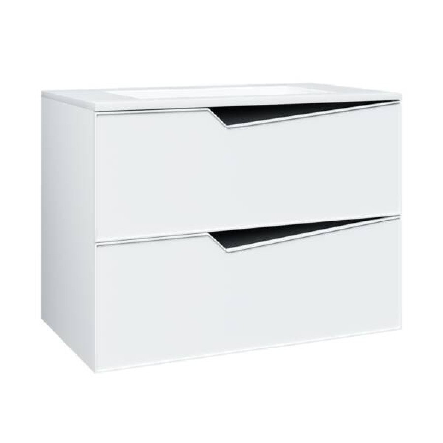 Тумба с раковиной Devit Do it 085800W 80 см, белый глянцевый цвет - фото 1