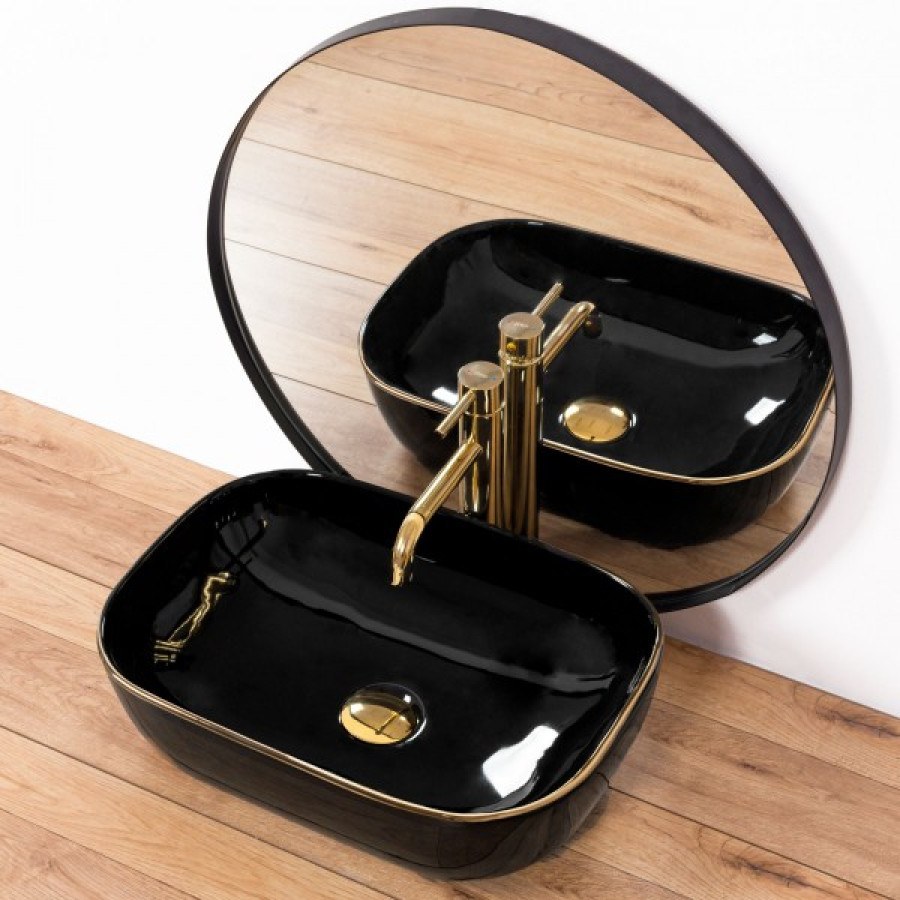 Умивальник Rea Belinda Black Gold Edge (REA-U8796) - фото 4