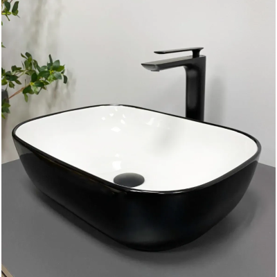 Умывальник (раковина) VBI RAVENNA BLACK WHITE GLOSSY накладной