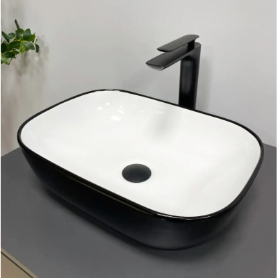 Умывальник (раковина) VBI RAVENNA BLACK WHITE GLOSSY накладной