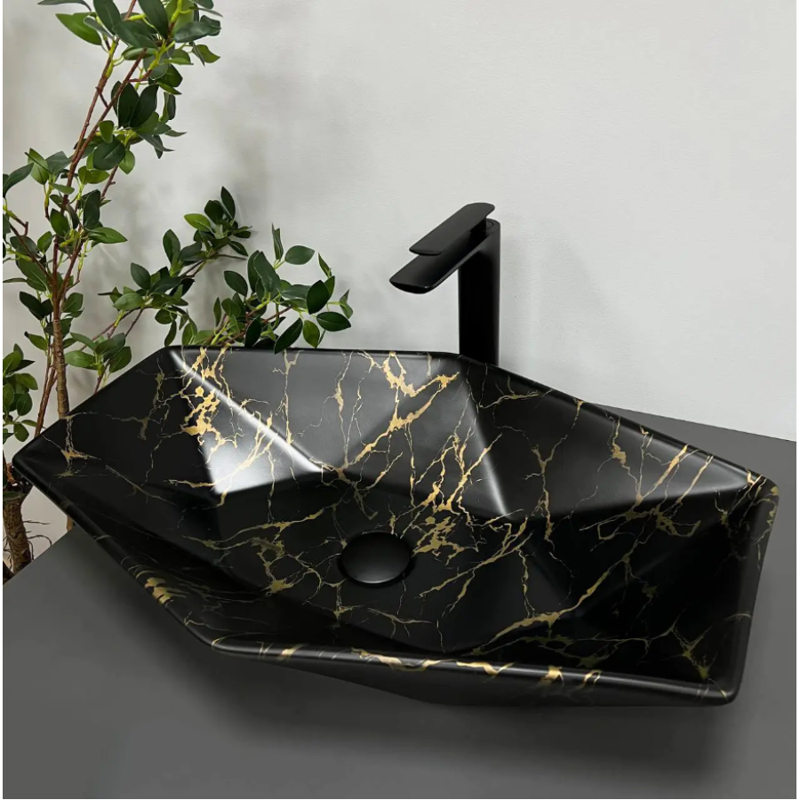 Умивальник (раковина) Vbi Venezia S Black Marble Matt накладний - фото 2