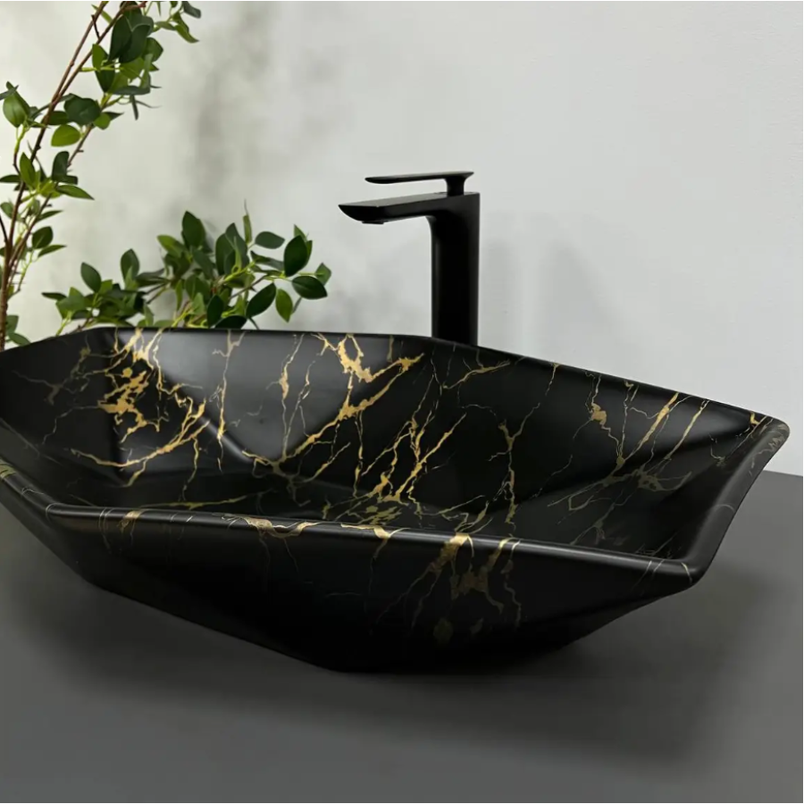 Умивальник (раковина) Vbi Venezia S Black Marble Matt накладний - фото 3
