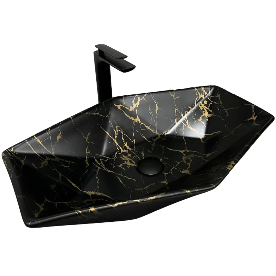 Умивальник (раковина) Vbi Venezia S Black Marble Matt накладний - фото 1