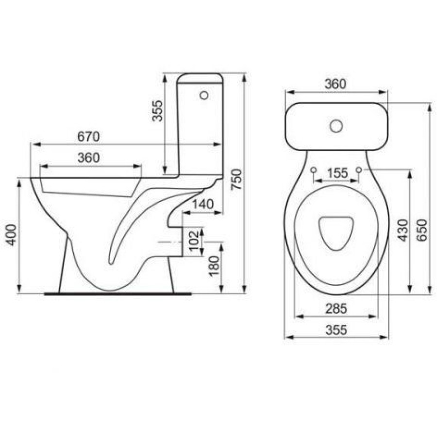 Унитаз-компакт Cersanit 767 Koral 011 3/6 с полипропиленовым сиденьем и металлическим креплением - фото 2