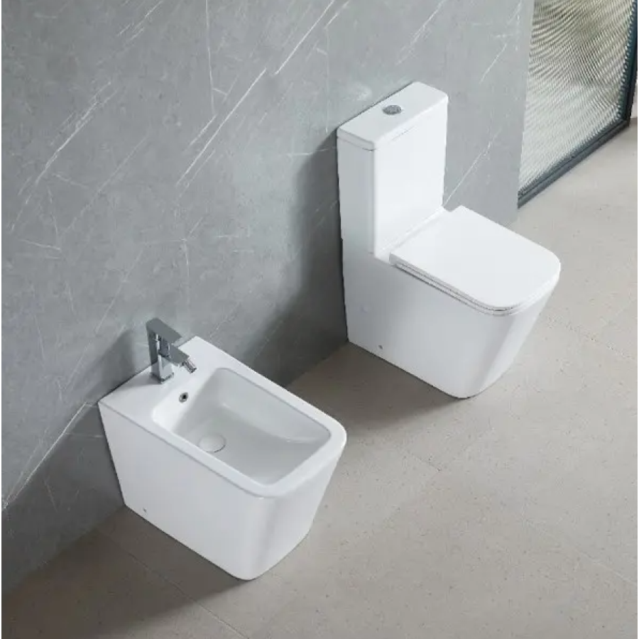 Унитаз-компакт DFL2170211W Flow square 610x365x825 mm из крыш. soft-close, Vortex Flush, белый глянец - фото 4