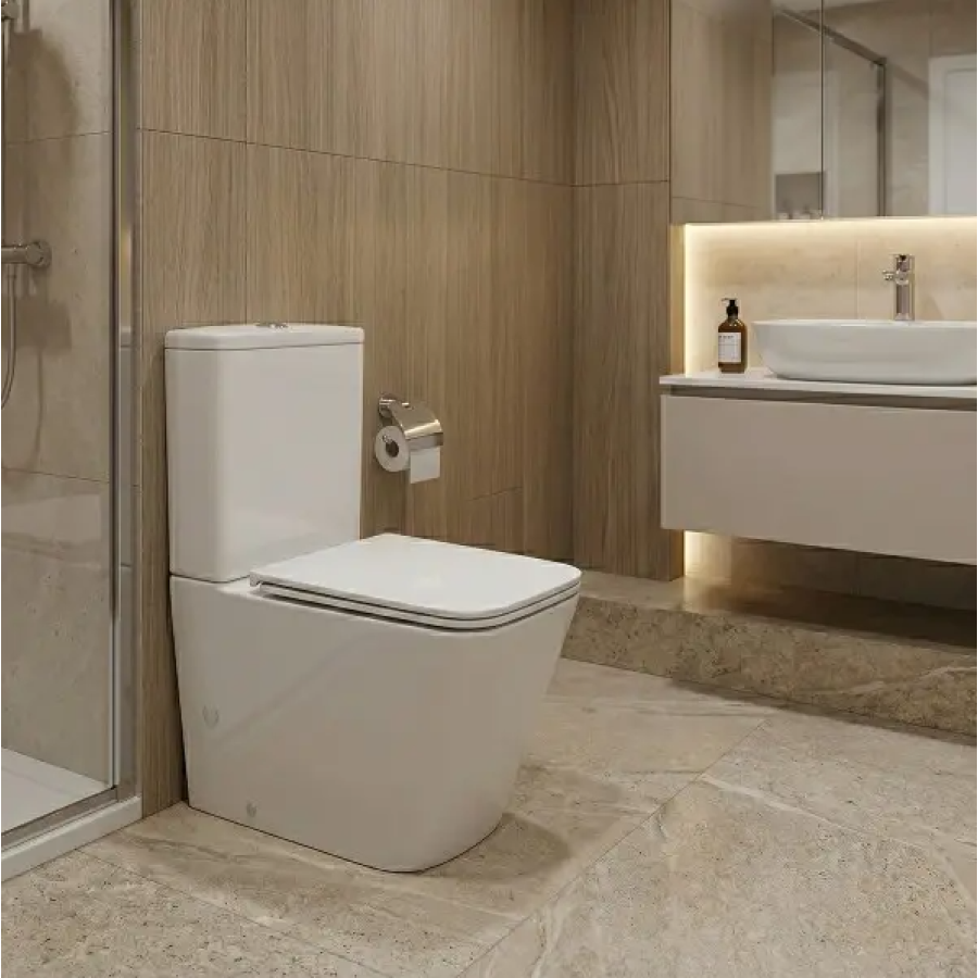 Унитаз-компакт DFL2170211W Flow square 610x365x825 mm из крыш. soft-close, Vortex Flush, белый глянец - фото 2