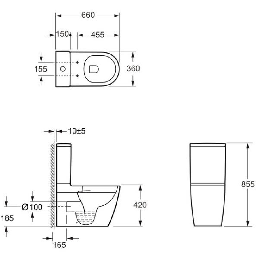 Унитаз-компакт Devit Do It 3010510 безобедочный с крышкой soft-close, Vortex Flush, белый - фото 2