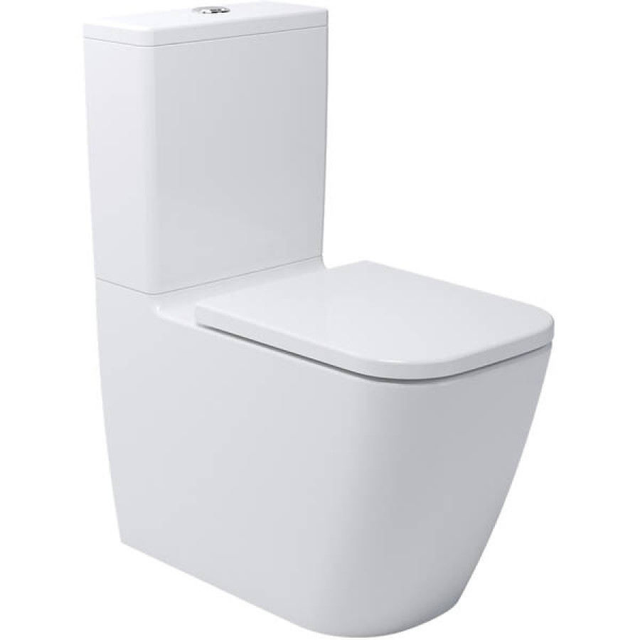 Унитаз-компакт Devit Quadra 2050140 безобедочный с крышкой soft-close, Vortex Flush, белый - фото 1