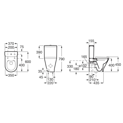 Унитаз-компакт Roca Gap Round Rimless с крышкой soft-close A3420N7000+A3410N0000+A801D22003