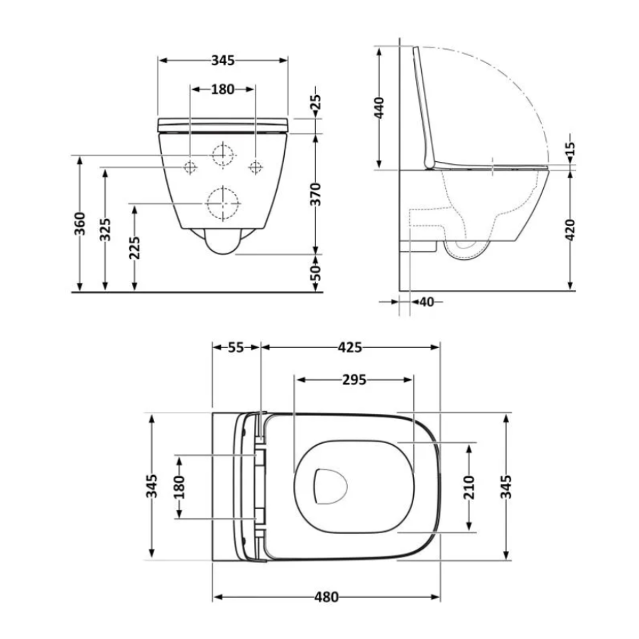 Унитаз подвесной Qtap Tern Ultra Quiet 490x365x325 mm с сиденьем Slim Duroplast/Soft-close - фото 6