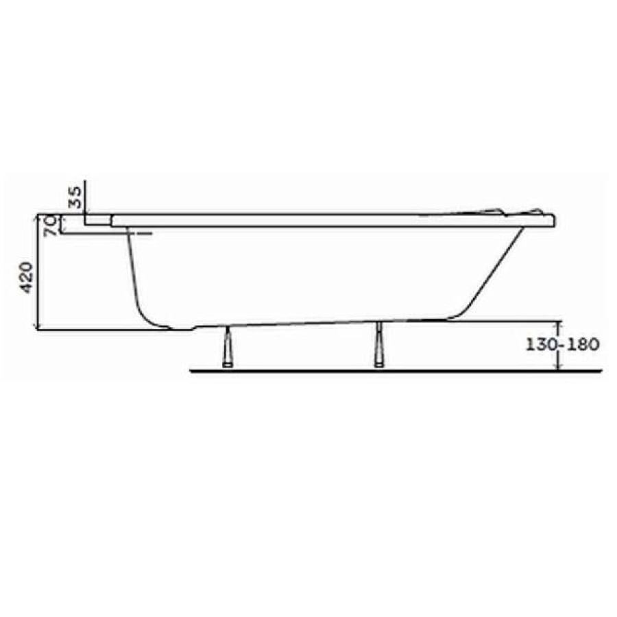 Ванна акриловая асимметричная Kolo Supero 5537000 150х100 см, слив справа, с ножками - фото 4