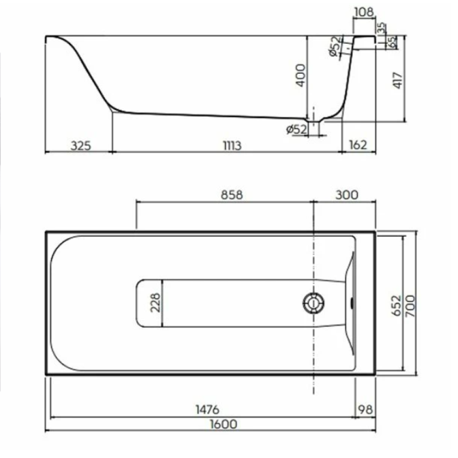Ванна акрилова прямокутна Kolo Rekord XWP3660000N 160x70 см біла, без ніжок - фото 3