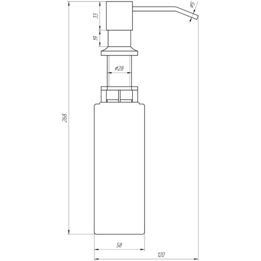 Врезной дозатор жидкого мыла для кухни GS8444 Графит MAT НЕРЖ-SUS304 - фото 2
