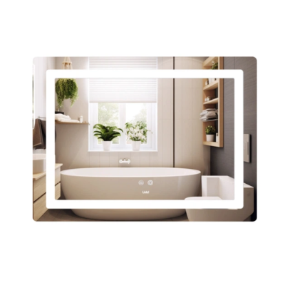 Зеркало настенное Kubis (KU2) 900х700 мм, прямоугольное, с LED-подсветкой Touch, антизапотеванием,