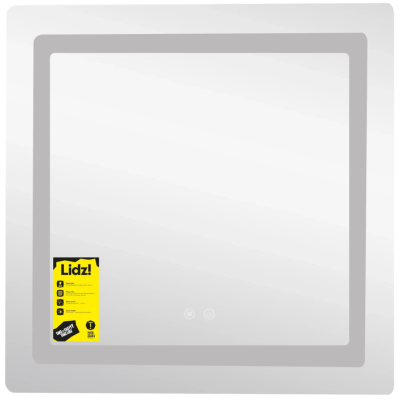 Зеркало настенное Lidz Kubis (KU2) 700х700 мм, прямоугольное, с LED подсветкой Touch, антизап. дым.
