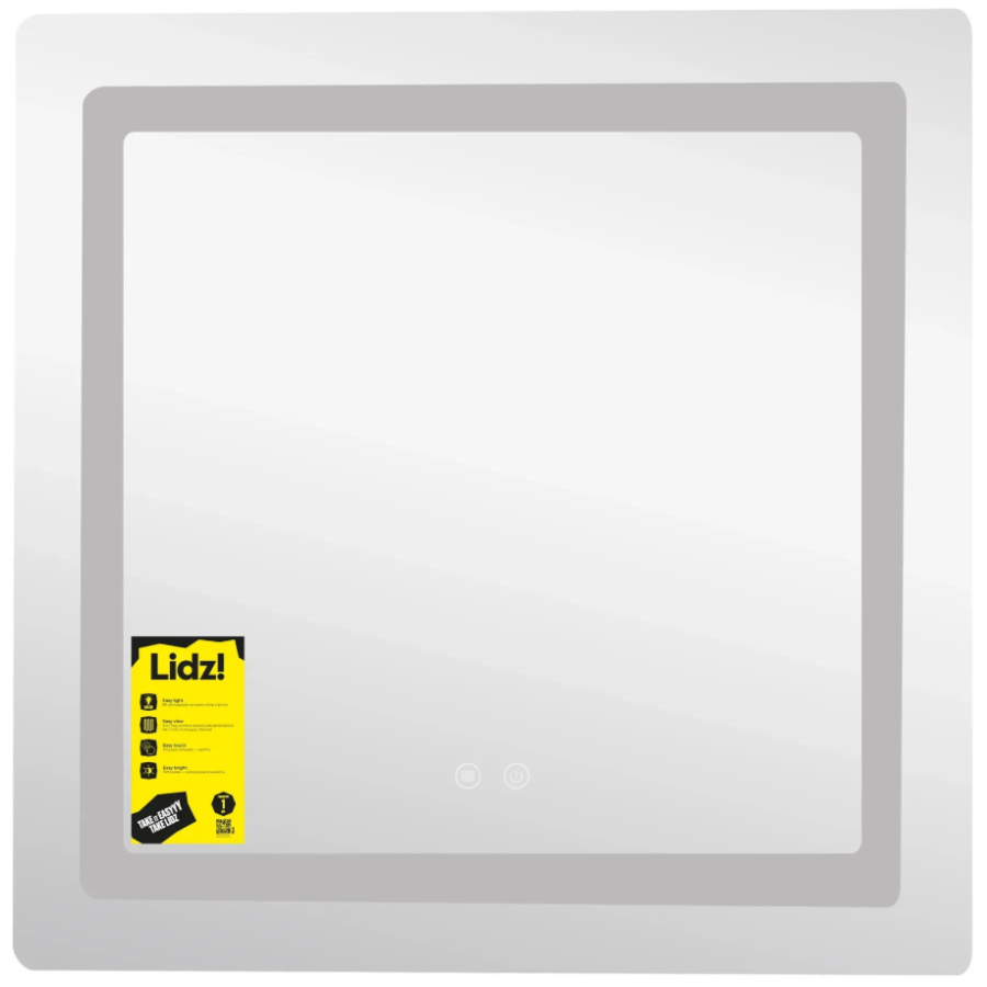 Зеркало настенное Lidz Kubis (KU2) 700х700 мм, прямоугольное, с LED подсветкой Touch, антизап. дым. - фото 2