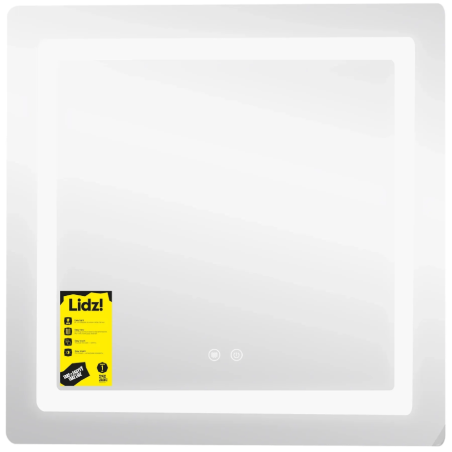 Зеркало настенное Lidz Kubis (KU2) 700х700 мм, прямоугольное, с LED подсветкой Touch, антизап. дым. - фото 3