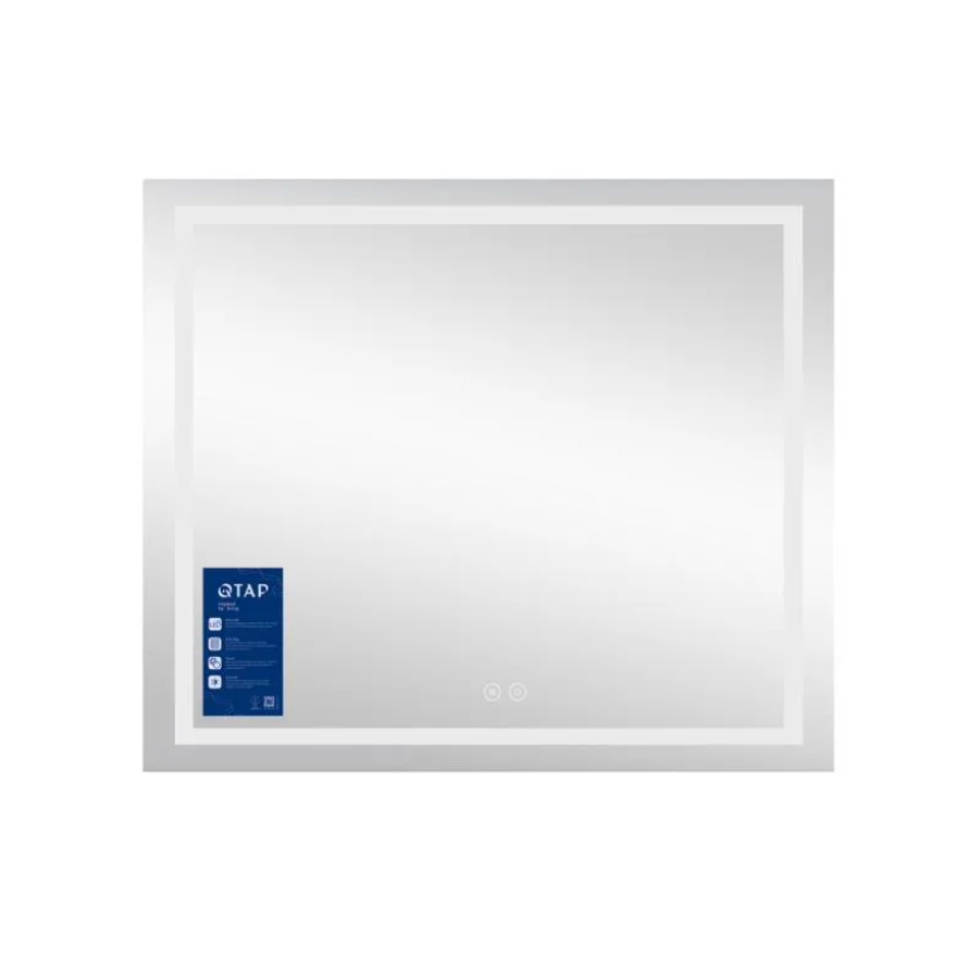Зеркало настенное Qtap Mideya (MI1) 800х700 мм, прямоугольное, с LED-подсветкой Touch, антизапотеванием, дым - фото 2