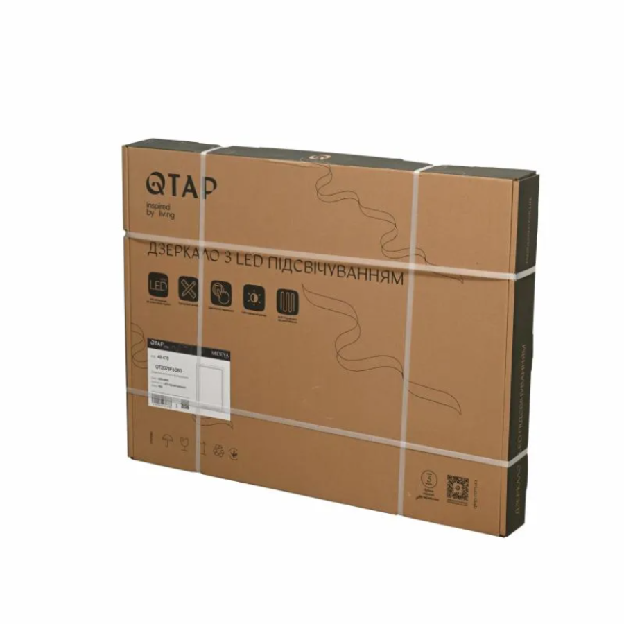 Зеркало настенное Qtap Mideya (MI2) 600х800 мм, прямоугольное, с LED-подсветкой Touch, антизапотеванием, дым - фото 6