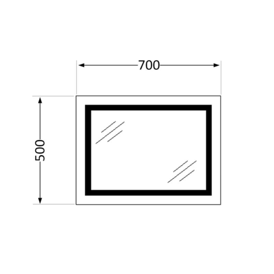 Зеркало настенное Mideya (MI2) 700x500 мм, прямоугольное, с LED-подсветкой Touch, антизапотеванием, дым - фото 2