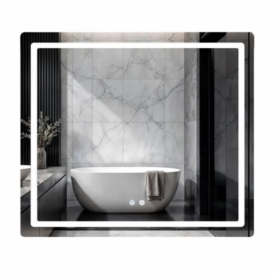 Зеркало настенное Qtap Mideya (MI2) 800х700 мм, прямоугольное, с LED-подсветкой Touch, антизапотеванием, дым - фото 1