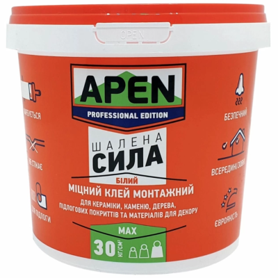 Клей монтажный Apen "Безумная сила" акриловый белый 1,2 кг