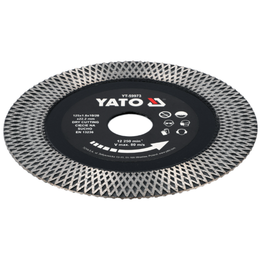 Диск відрізний алмазний по гресу і кераміці Yato Ø= 125/22.2X 1.8 мм, сухий - фото 2