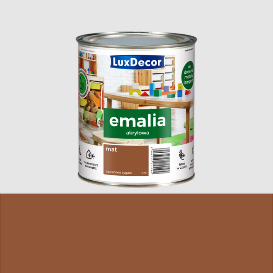 Емаль акрилова LuxDecor 0.75л. Гаванська сигара матова (коричнева) - фото 2