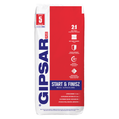 Гипсовая шпаклевка старт+финиш PLUS GIPSAR GLADZ FINISZOWA 20кг
