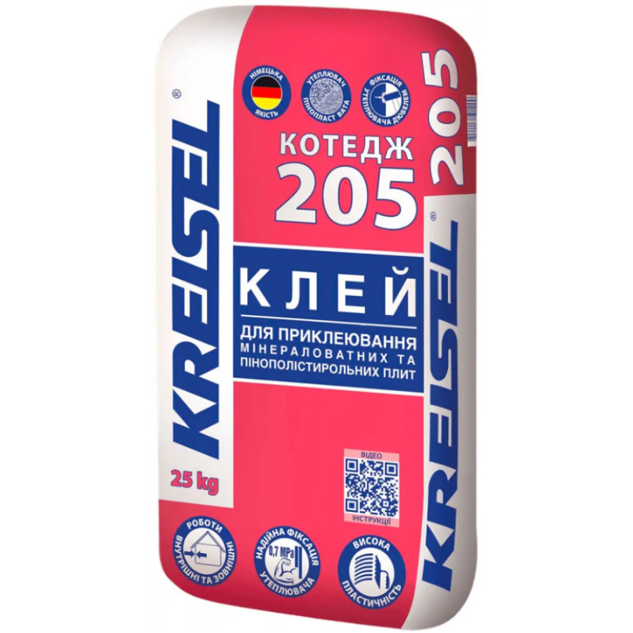 Клей для приклеивания минераловатных и пеностирольных плит коттедж 205 25кг - фото 1