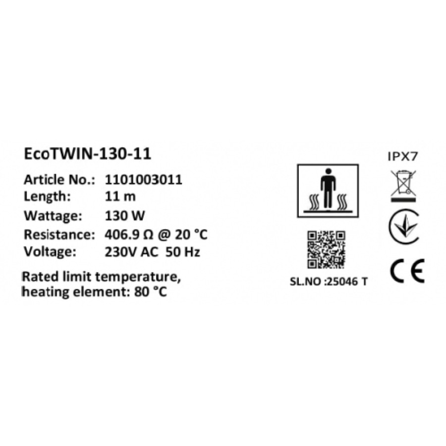 Комплект-Кабель нагрівальний Warmstad Max EcoTWIN-130-11 W/m з терморегулятором RTP - фото 7