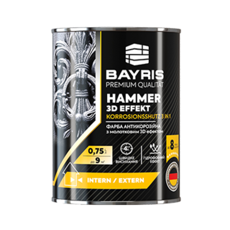 Фарба антикорозійна HAMMER 3D EFFEKT BAYRIS темно-коричнева 0,75 л - фото 1