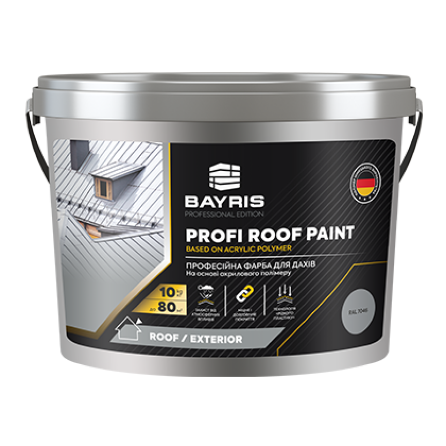 Фарба для дахів професійна PROFI ROOF PAINT BAYRIS (графітова) 10кг - фото 1
