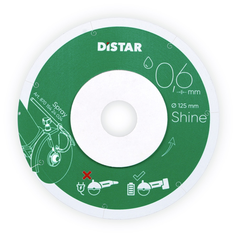Круг алмазний DiStar форми 1A1R 125х0,6х/0,5х6х22.23 мм Shine - фото 1