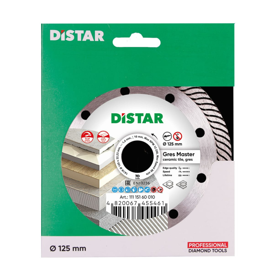 Круг алмазный DiStar формы 1A1R Gres Master 125x1,4/1,0x10x22,23 мм - фото 5