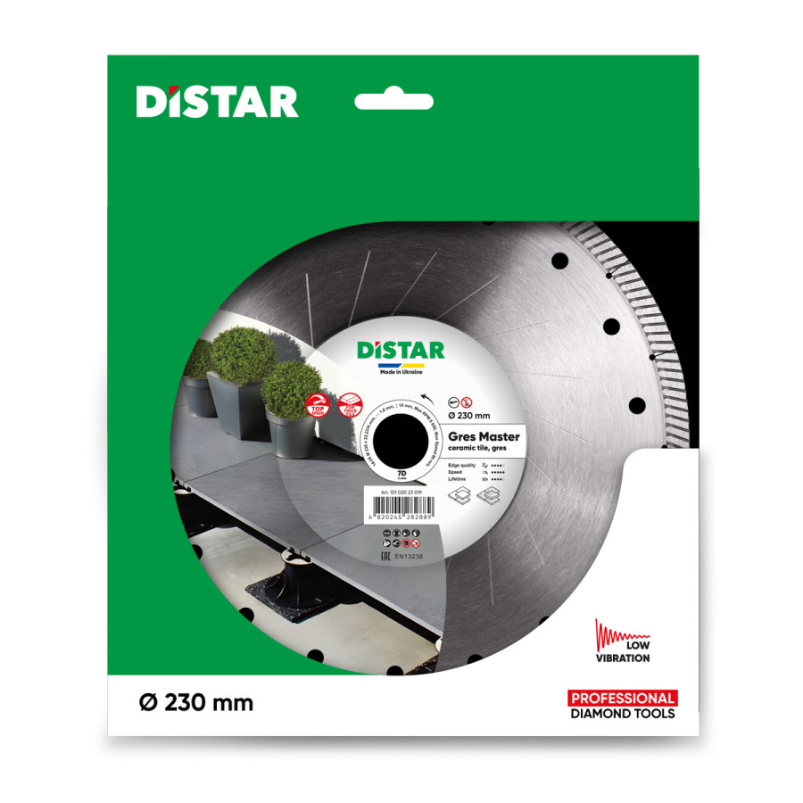 Круг алмазный DiStar формы 1A1R Gres Master 230х1,6/1,2х10х22.23/H - фото 3