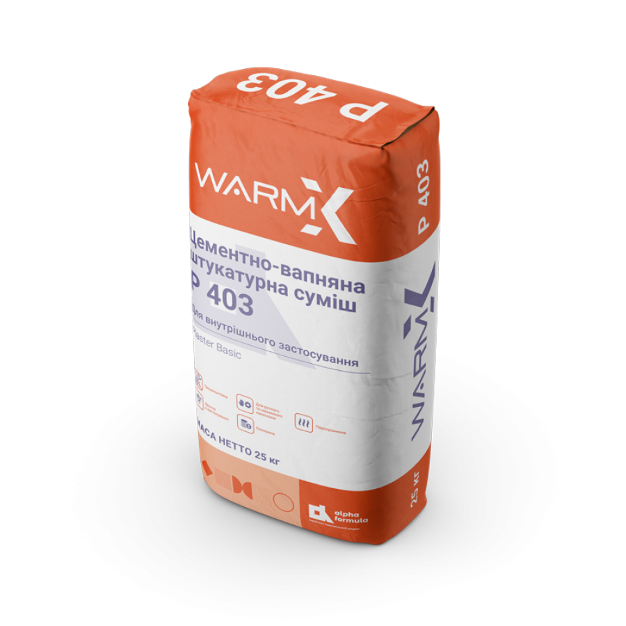 Штукатурка цементно-вапняна WARM X 403 Plaster basic, 25 кг - фото 1
