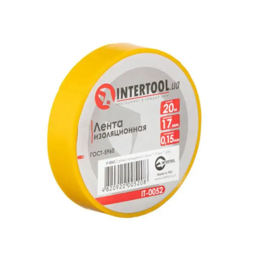Лента изоляционная Intertool -20х17х0,15мм желтая - фото 1