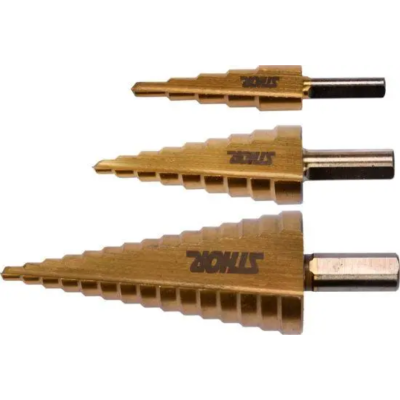 Сверло коническое ступенчатое по металлу Sthor 4-32 мм HSS 4241 3 шт