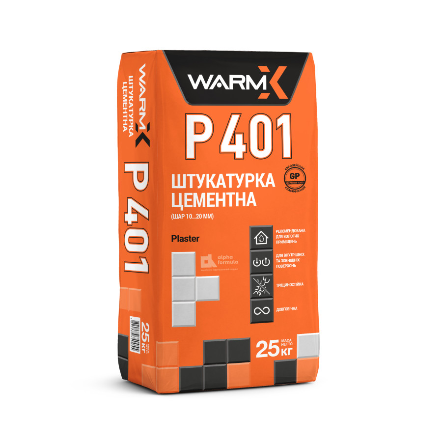 WARM X Plaster 401 25кг (Цементно-піщана штукатурна суміш) - фото 1