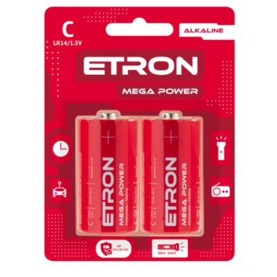 Батарейка C-С2 1,5V (C 2P LR14) Алкалиновая ETRON