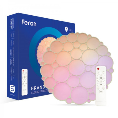 Светильник потолочный светодиодный круглый Feron AL6030 60W RGB 4500Lm 3000K с пультом