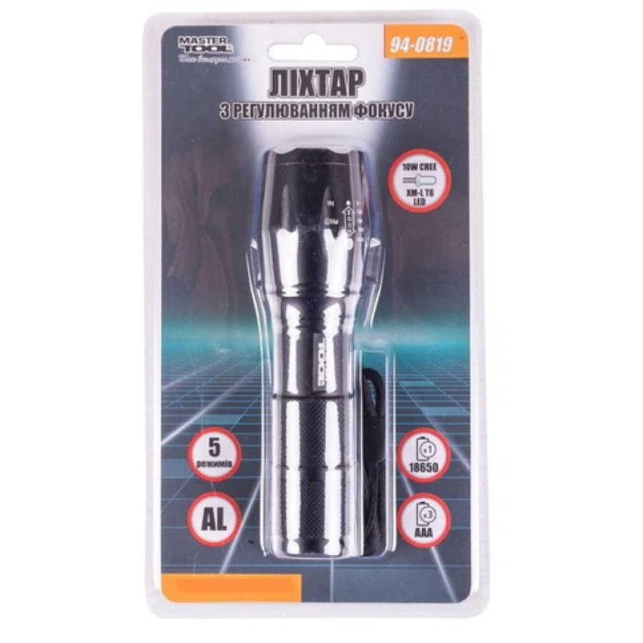 Фонарь тактический Mastertool – 1LED x 10Вт x 5 режимов - фото 4