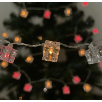 Гирлянда D-1 2,4м, 8 функций, разноцветная, кубик-стекло 2см*2см